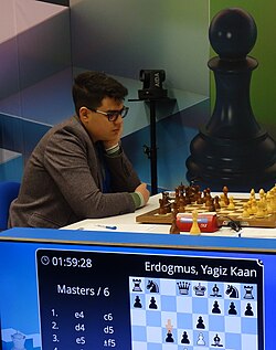 Yagiz Kaan Erdogmus at the chessboard
