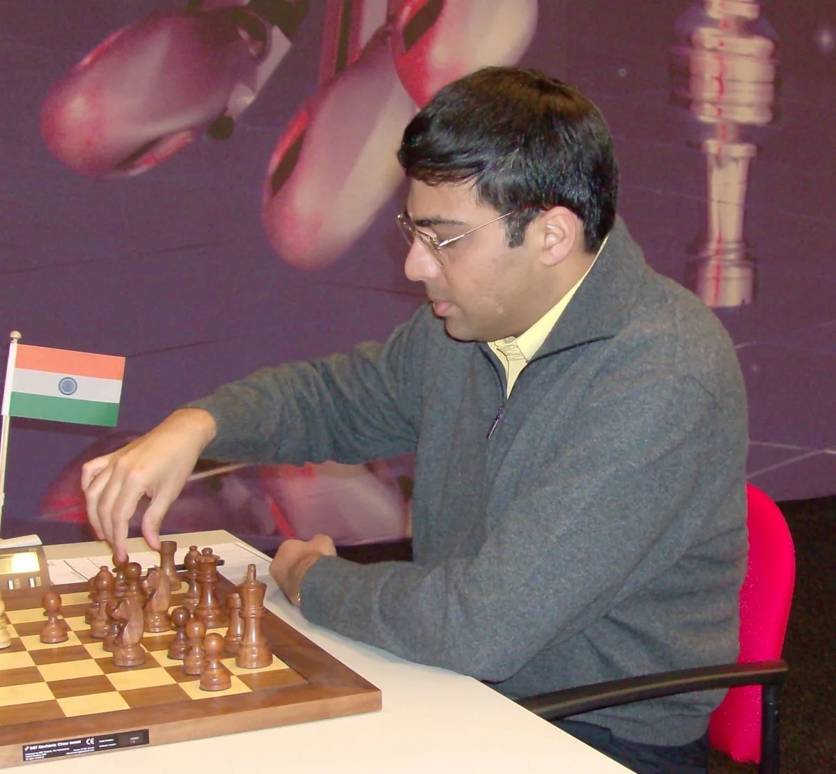 Viswanathan Anand in 2010, the year of his title defence against Topalov. This portrait is not from the Sofia match.