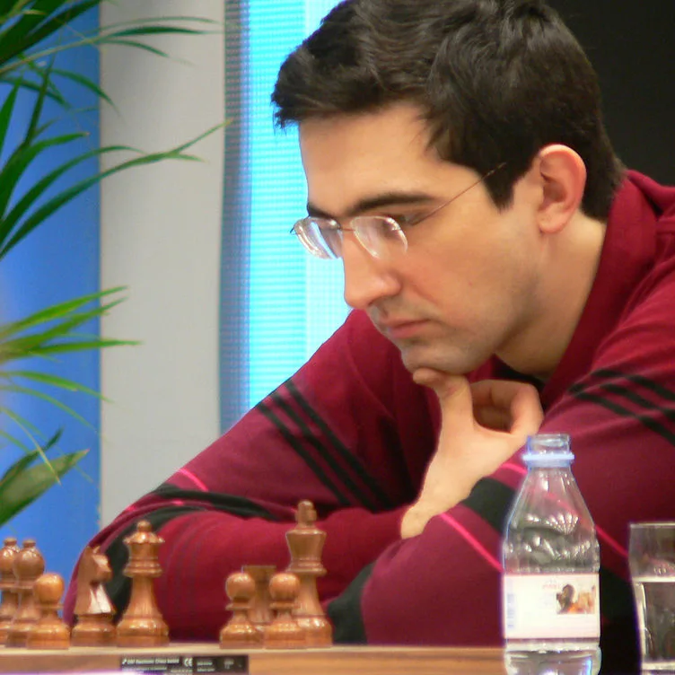 Vladimir Kramnik at the 2005 Corus tournament. This photograph is not from a world championship match.