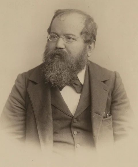 Wilhelm Steinitz in a historical portrait by Fritz Schumann. The portrait is not identified as a photograph from this match.